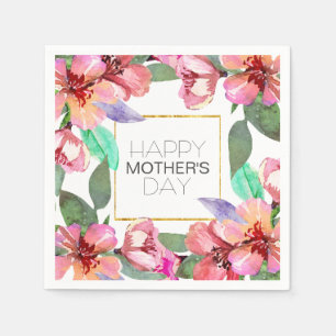 Elegant Floral Happy Moederdag   Napkin Servet