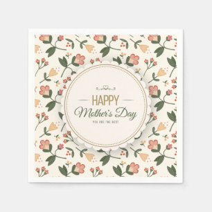 Elegant Floral Happy Moederdag   Napkin Servetten
