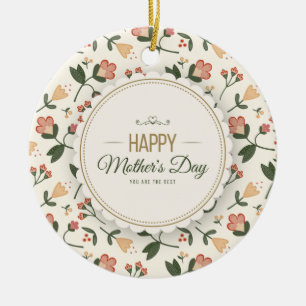 Elegant Floral Happy Moederdag ORNAMENT