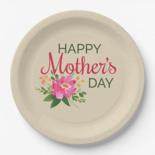 Elegant Floral Happy Moederdag Papieren Bord