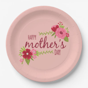 Elegant Floral Happy Moederdag Papieren Bord