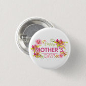 Elegant Floral Happy Moederdag | Pin-Button Ronde Button 3,2 Cm (Voorkant /achterkant)