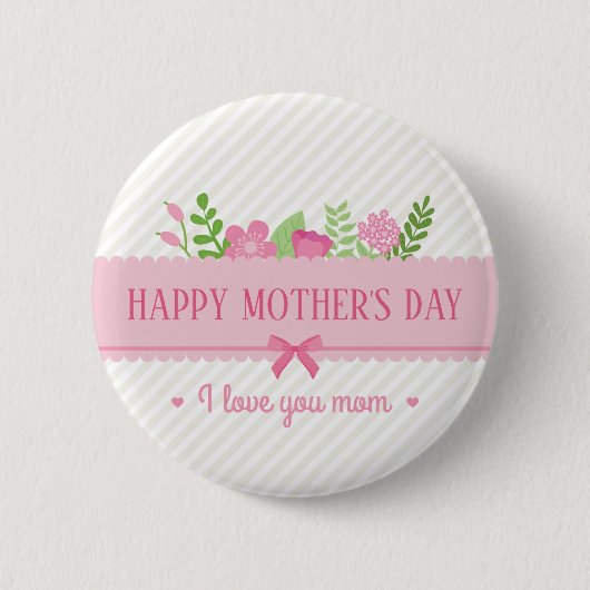 Elegant Floral Happy Moederdag | Pin-Button Ronde Button 5,7 Cm (Voorkant)
