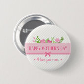 Elegant Floral Happy Moederdag | Pin-Button Ronde Button 5,7 Cm (Voorkant /achterkant)