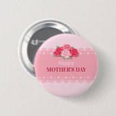 Elegant Floral Happy Moederdag | Pin-Button Ronde Button 5,7 Cm (Voorkant /achterkant)