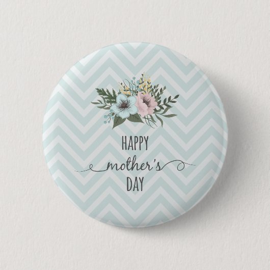 Elegant Floral Happy Moederdag | Pin-Button Ronde Button 5,7 Cm (Voorkant)