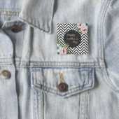 Elegant Floral Happy Moederdag | Pin-Button Vierkante Button 5,1 Cm (In situ)