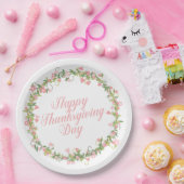 Elegant Floral Happy Thanksgiving | Bord papier (Feest)