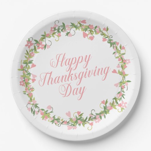 Elegant Floral Happy Thanksgiving | Bord papier (Voorkant)