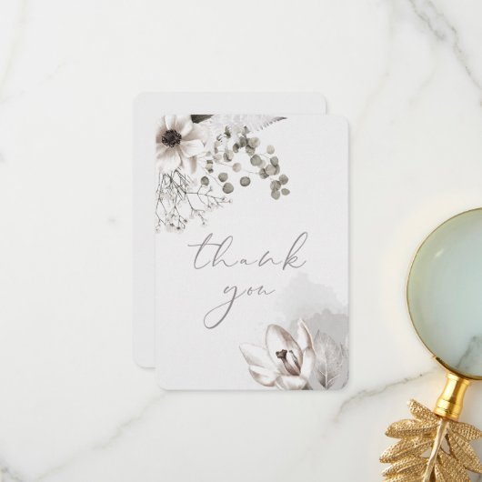 Elegant Floral Hartelijk dank Bedankkaart (Voorkant / Achterkant in situ)