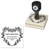 Elegant Floral Heart Bruiloft Retouradres Rubberstempel (Gestempeld)