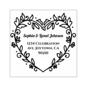 Elegant Floral Heart Bruiloft Retouradres Rubberstempel (Afrduk)