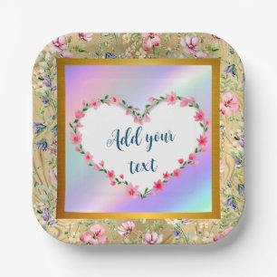 Elegant Floral Heart Lijst: voor elke gelegenheid Papieren Bordje