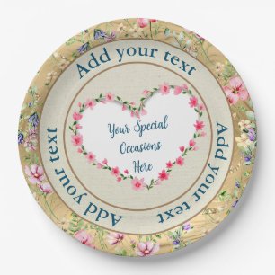 Elegant Floral Heart Lijst: voor elke gelegenheid Papieren Bordje