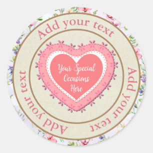 Elegant Floral Heart Lijst: voor elke gelegenheid Ronde Sticker