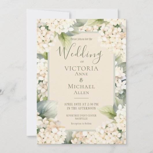 Elegant Floral Hydrangea Wedding Kaart (Voorkant)