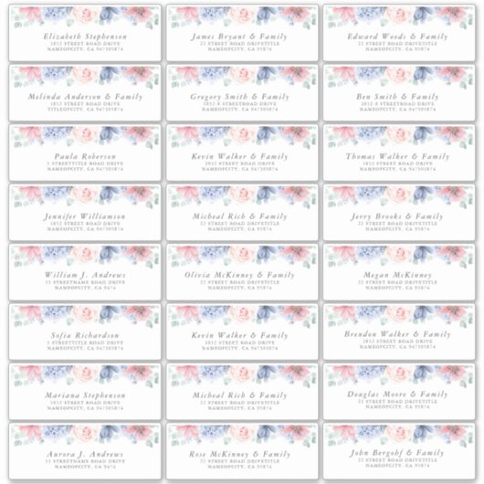 Élégant Floral Individuel Étiquettes de adresse d' (Devant)