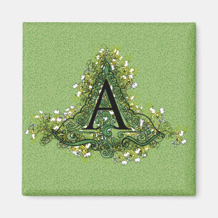 Elegant  Floral initiaal A monogram Magneet