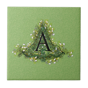 Elegant Floral initiaal A monogram Tegeltje