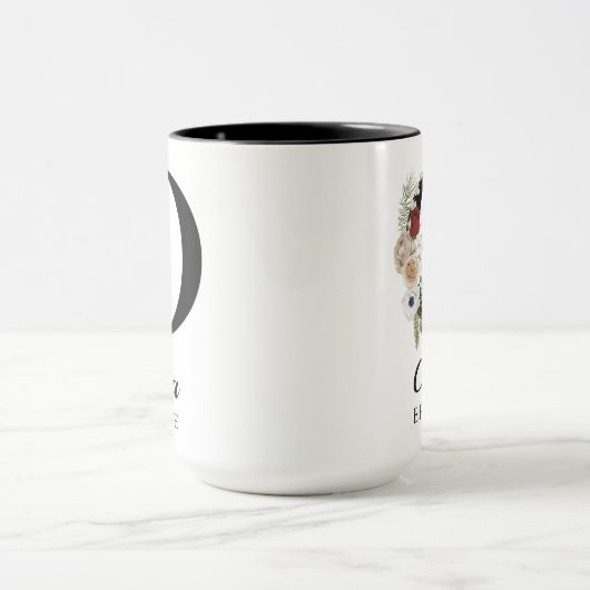 Elegant Floral Initial Custom Mug Gift for Nurses (Centre)