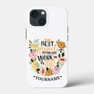 Elegant Floral Inspiration Motivation Quote iPhone 13 Mini Hoesje