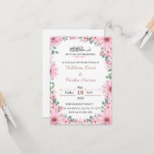 Elegant Floral Islamic Nikkah Wedding Invitation  (Devant/Arrière en situation)
