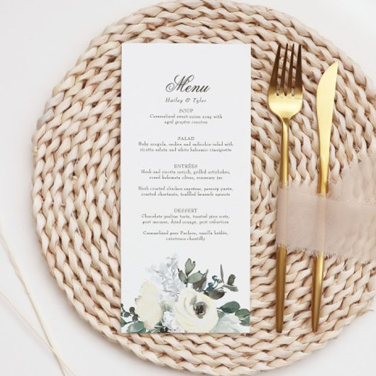 Élégant floral ivoire fleuri Mariage Menu