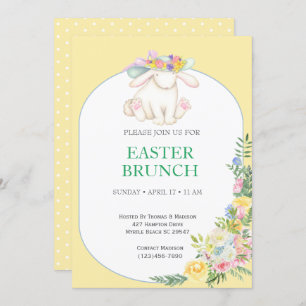Elégant Floral Jaune de Pâques Brunch Invitation