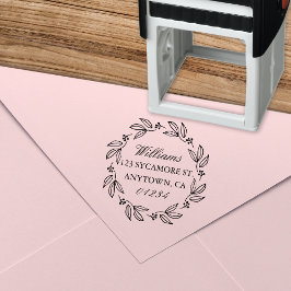 Elegant Floral krans retouradres Zelfinktende Stempel
