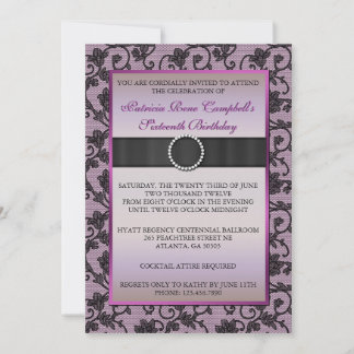 Elegant Floral Lace Invite [Roze] Kaart