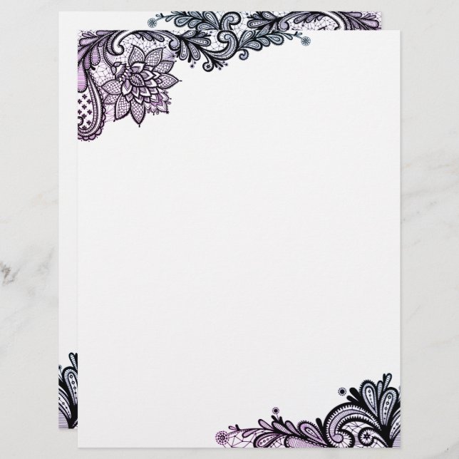 Elegant Floral Lace Letterhead Briefhoofd (Voorkant / Achterkant)