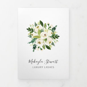 Elegant Floral Lashes Business Trifold Brochure Drieluik Kaart