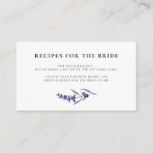 Elégant Floral Lavender Bridal douche Carte Recett (Devant)