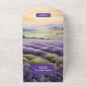 Elegant floral lavender bruiloft all in one uitnodiging (Buitenkant)