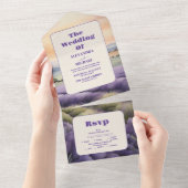 Elegant floral lavender bruiloft all in one uitnodiging (Afscheurbaar)