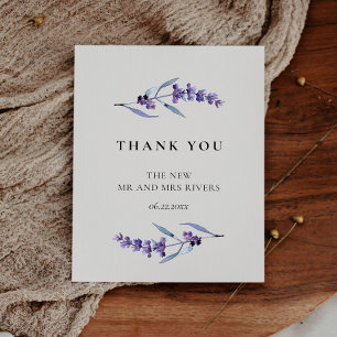 Elegant floral lavender bruiloft bedankkaart