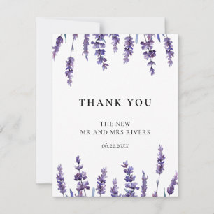 Elegant floral lavender bruiloft bedankkaart