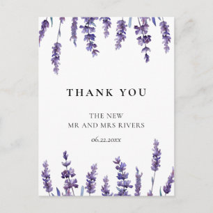 Elegant floral lavender bruiloft bedankt briefkaart
