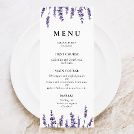 Elegant floral lavender bruiloft menu