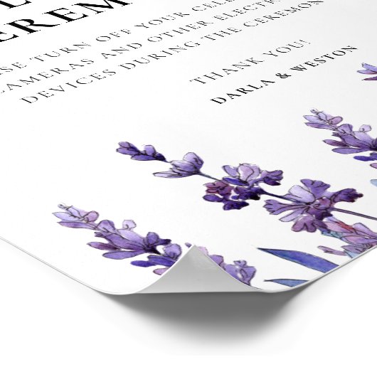 Elegant floral lavender Unplugged bruiloft Poster (Hoek)