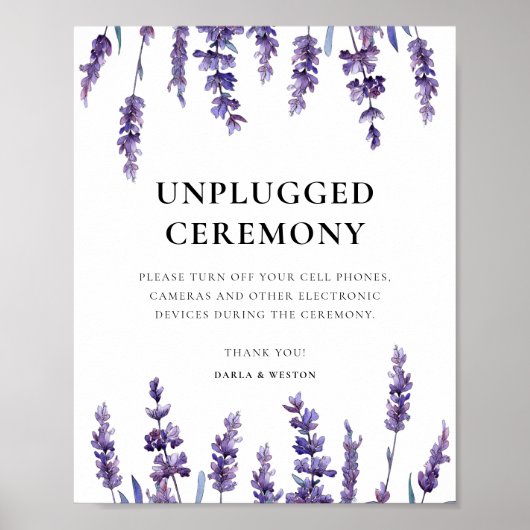 Elegant floral lavender Unplugged bruiloft Poster (Voorkant)