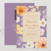 Elegant Floral Lavender Wedding Invitation Kaart (Voorkant / Achterkant)