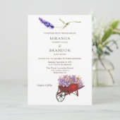 Elegant Floral Lavender Wedding Kaart (Staand voorkant)