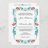 Elegant Floral Leaf and Swirls Invitation Kaart (Voorkant / Achterkant)