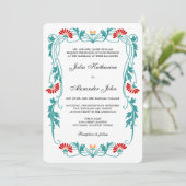 Elegant Floral Leaf and Swirls Invitation Kaart (Staand voorkant)