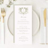  Elegant Floral Leafy Crest Bruiloft Menu