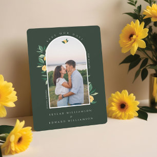 Elegant Floral Lemon Tree Arch Groen Save The Date