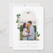 Elegant Floral Lemon Tree Arch White Save The Date (Voorkant)