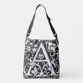 Elegant  Floral Letter A Monogram Crossbody Tas (Achterkant)