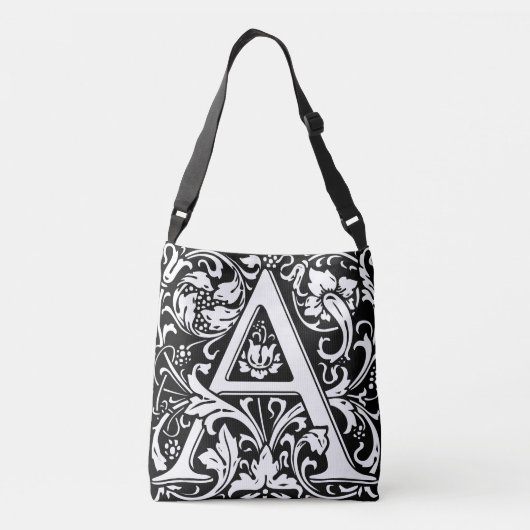 Elegant  Floral Letter A Monogram Crossbody Tas (Achterkant)